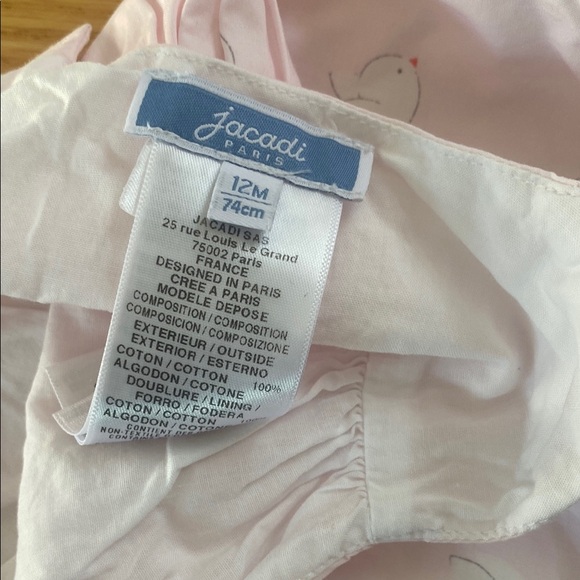 Pink Jacadi Baby Outfit with bird Print- 12 months - Picture 3 of 7